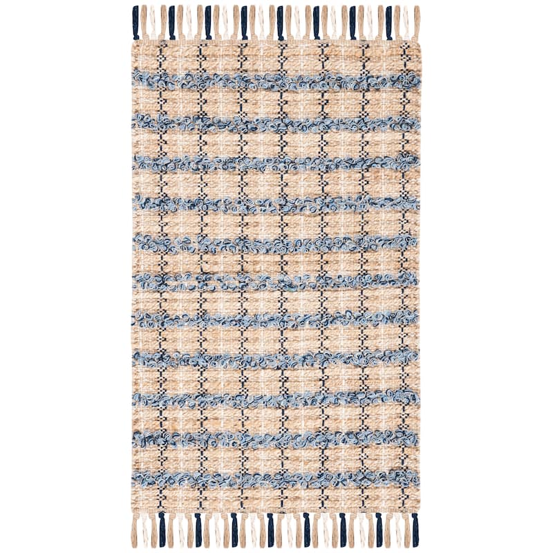 SAFAVIEH Hand-Woven Cape Cod Denine Modern & Contemporary Jute - 2'3" x 3'9" - Blue/Natural