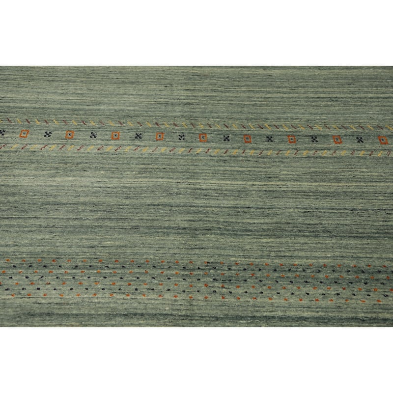 Hand Knotted Oriental 100% Wool Carpet Tribal Animal Pictorial Green Gabbeh Area Rug - 9' 0'' X 6' 0''