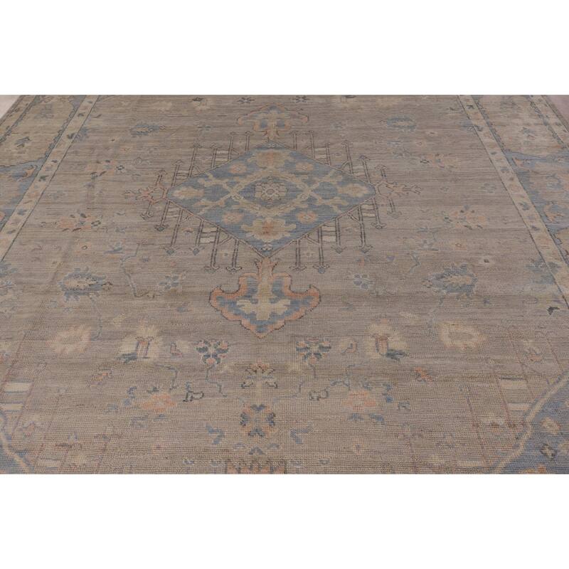 Vegetable Dye Oushak Turkish Rug Handmade Wool Carpet - 8'4" x 11'11"