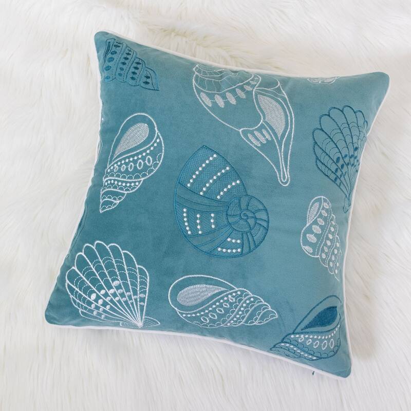 Seashell Print Throw Pillow Cover 20x20 Inches with Hidden Zipper