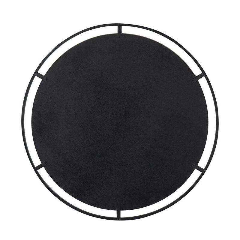 HomeRoots 32" Black Round Iron Framed Accent Mirror - 31.5' X '31.5' X '0.7
