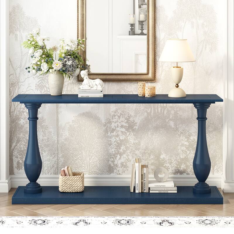 Vintage Sofa Table Console Table with Luxurious Pine Veneer