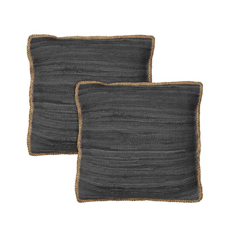 Sevita Riley Cotton Blend Throw Pillow, Set of 2 - Dark Gray