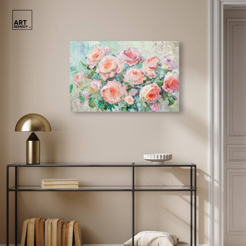 Cabbage Rose Charm Canvas by Art Remedy, Gallery Wrapped