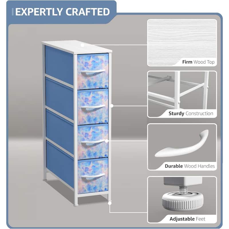 Narrow Dresser Tower with 4 Drawers - Vertical Storage for Bedroom