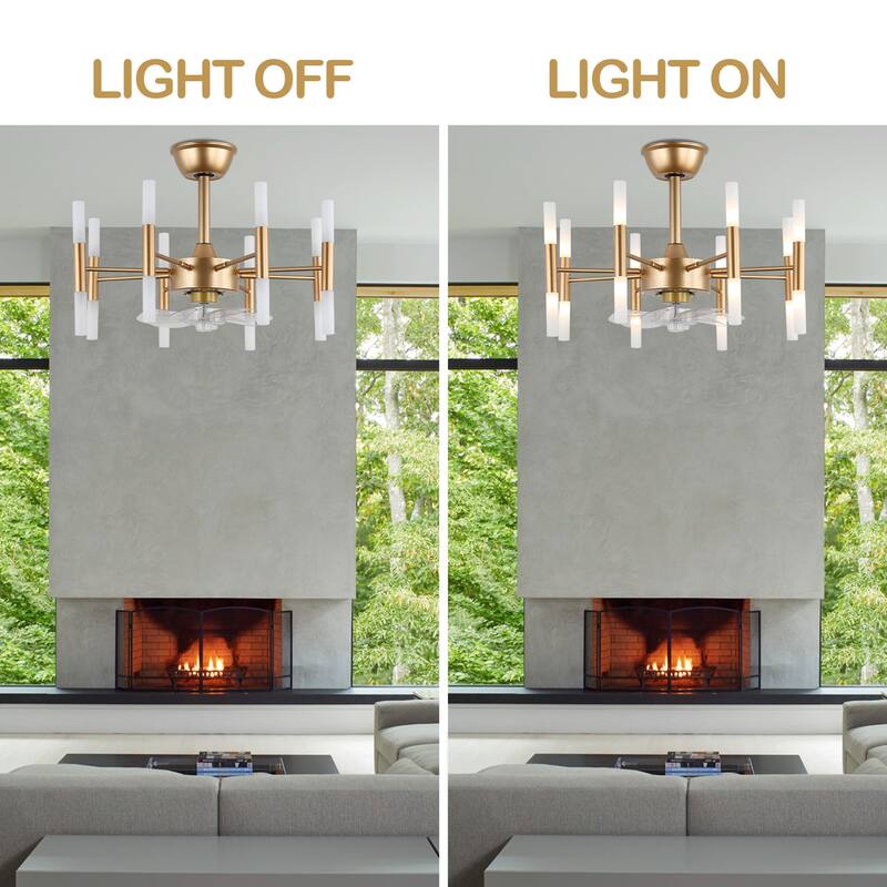 Oaks Aura Farrel 23 in.Indoor French Gold Luxury Ceiling Fan with Lights, 6-Speed Reversible Quiet DC Motor Ceiling Fan w/Remote