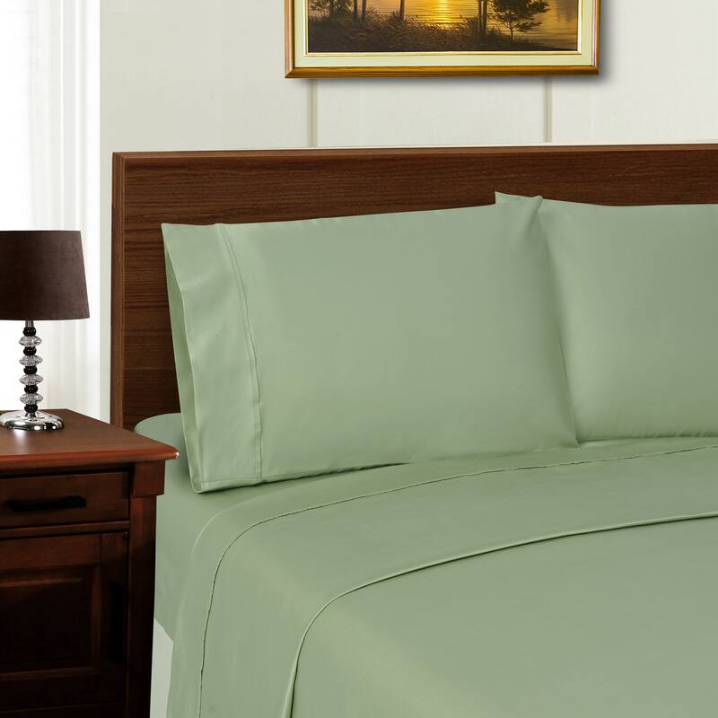 Superior Solid Lyocell-Blend Bed Sheet Set - Sage - Full