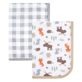 Hudson Baby Infant Boy Cotton Swaddle Blankets, Woodland, One Size - Woodland - One Size