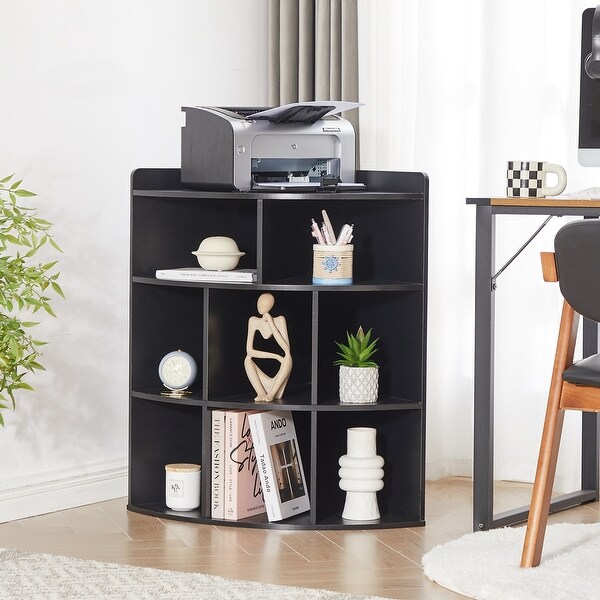 Javlergo 4-Tier Corner Bookcase, 8 Cube Triangle Bookcase Javlergo 4-Tier Corner Bookcase, 8 Cube Triangle Bookcase