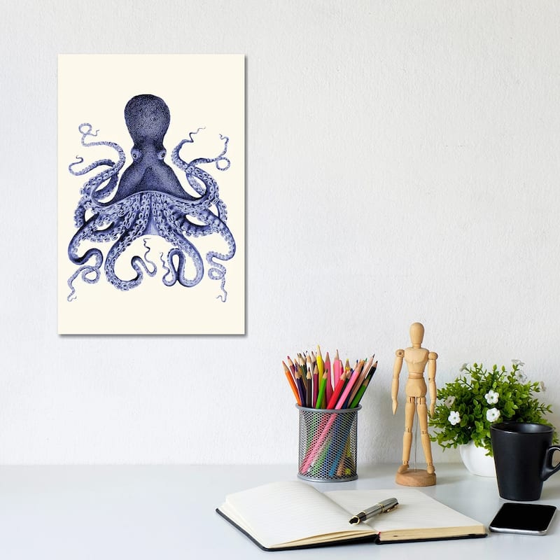iCanvas "Blue Octopus I" by Fab Funky Canvas Print - 12x8x0.75