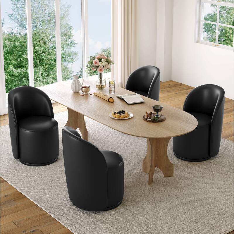Upholstered Swivel Dining Chair Armless Barrel Chair