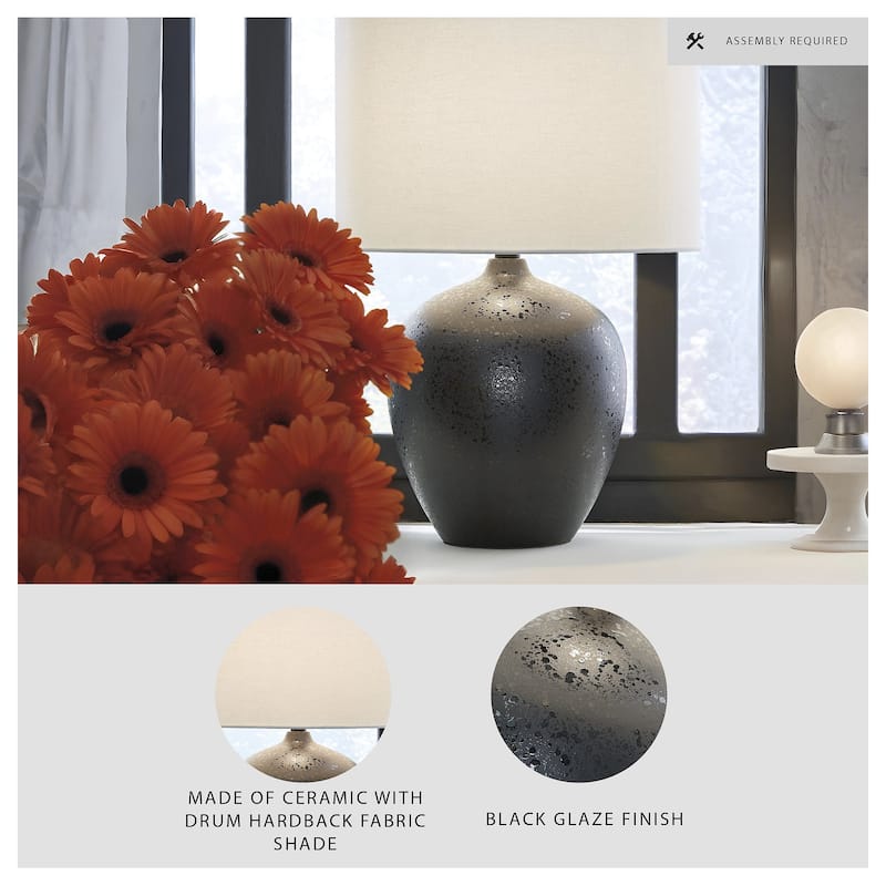 Ashley Furniture Ladstow Black Ceramic Table Lamp - 15"W x 15"D x 24"H