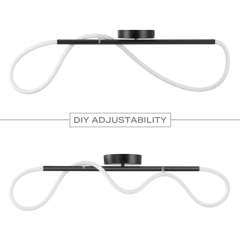 Lisette Contemporary Minimalist 360 Adjustable Silicone Neon Rope Dimmable Linear Integrated LED Flush Mount, by JONATHAN Y