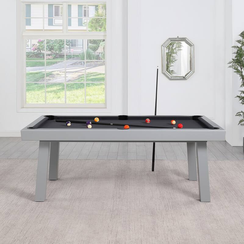 Laguna Indoor/Outdoor 7ft Slate Pool Table with Dining Top & Accessories, Cement Finish