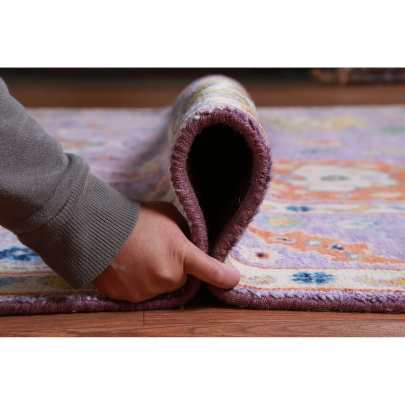 Hand Knotted Oriental 100% Wool Carpet Transitional All-Over Purples Oushak Area Rug - 15' 10'' X 7' 11''