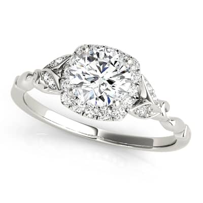 Auriya 14k White Gold Lab Grown Round Diamond Halo Engagement Ring 0.50 to 5.00 ct. tw. (F-G VS)