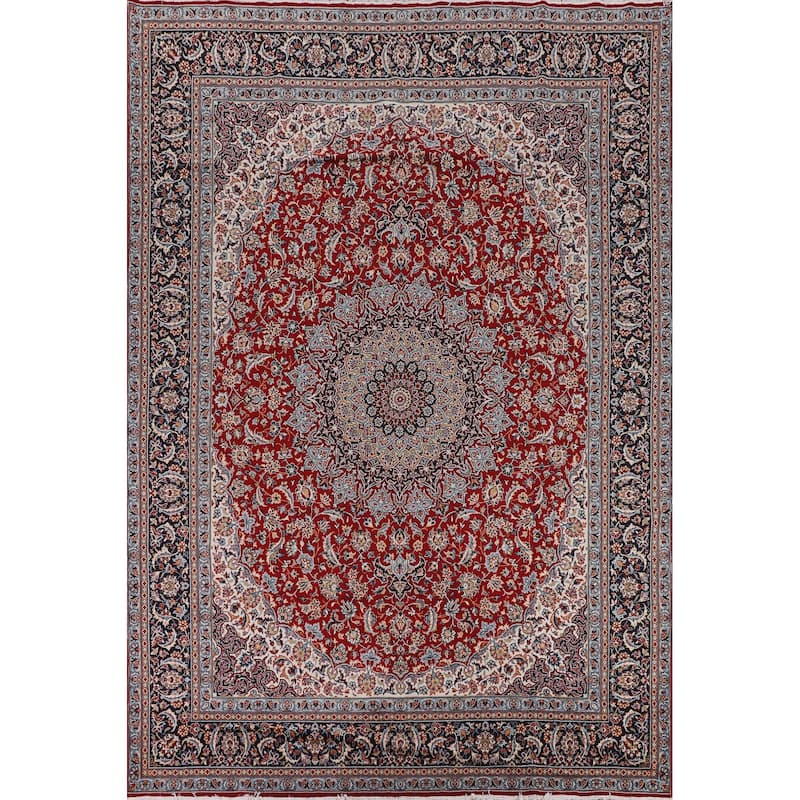 Red Kashan Turkish Area Rug Traditional Machine Made Carpet - 9'6" x 12'10"