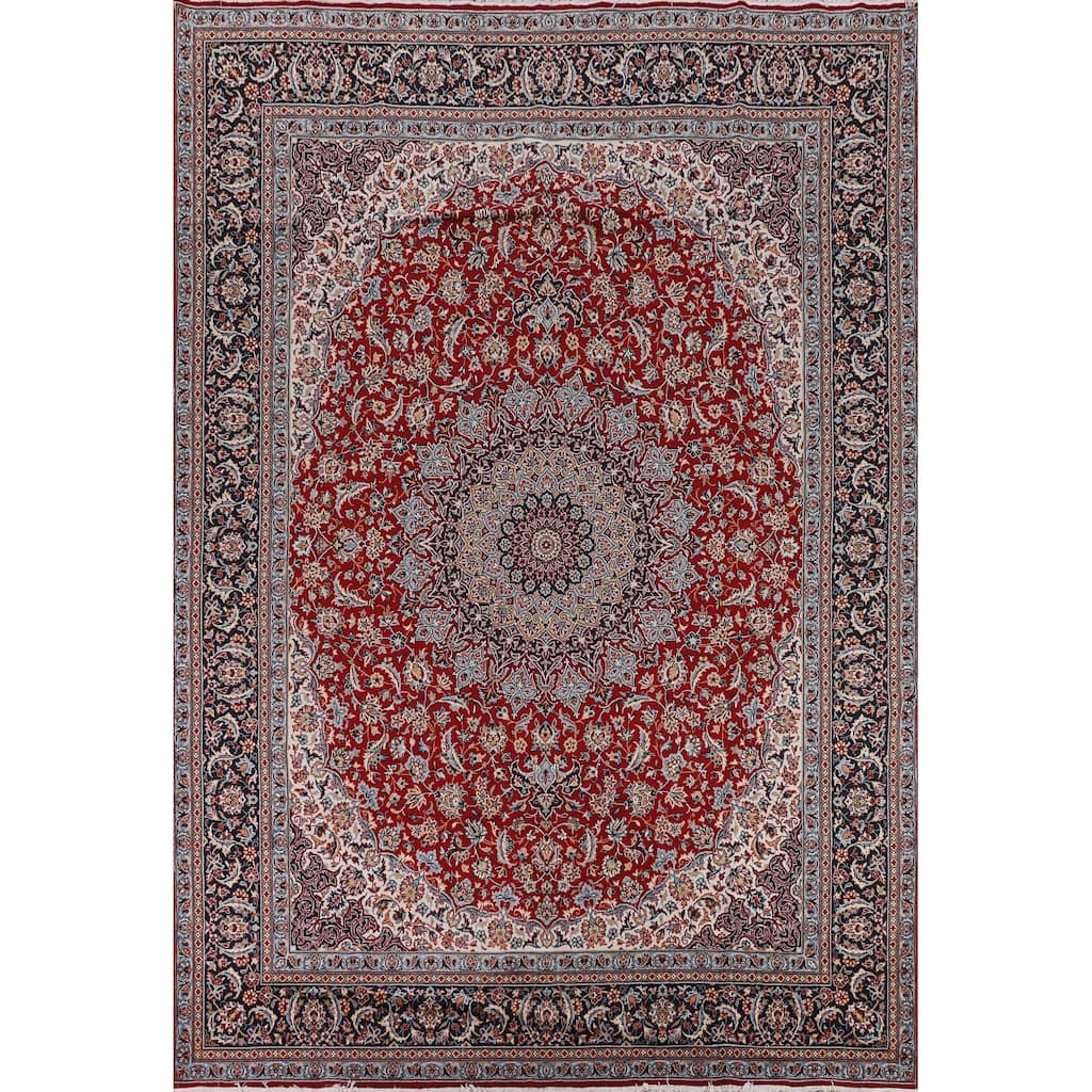Red Kashan Turkish Area Rug Traditional Machine Made Carpet - 9'6" x 12'10"