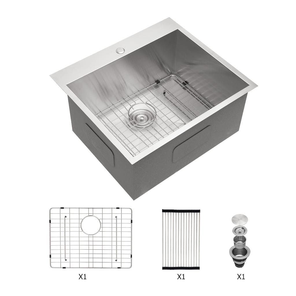 Laundry Utility Sink 16 Gauge Stainless Steel Drop In Topmount 12 Inch Deep Single Bowl