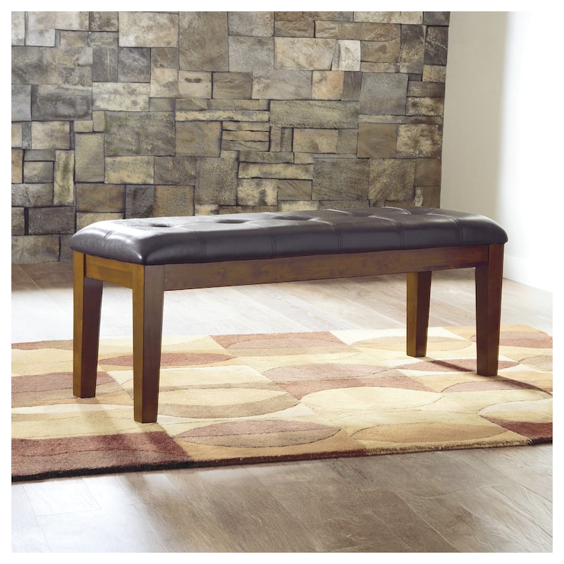 Signature Design by Ashley Ralene Brown Leatherette Dining Bench - 49.75" W x 16.25" D x 18.5" H - Single - Medium Brown - Short