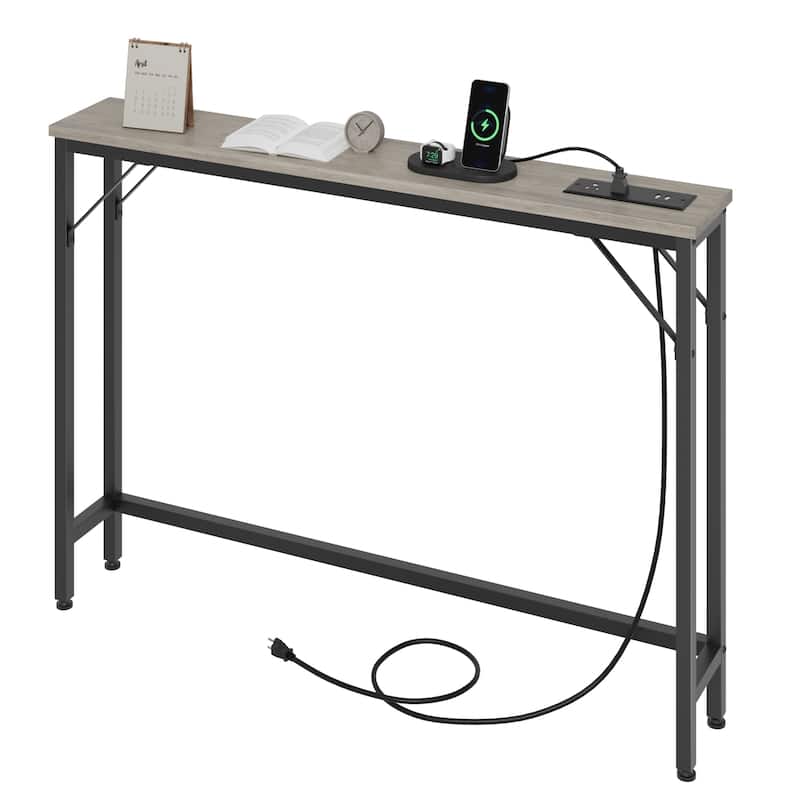 5.9" Narrow Sofa Table, Skinny Console Table with Storage