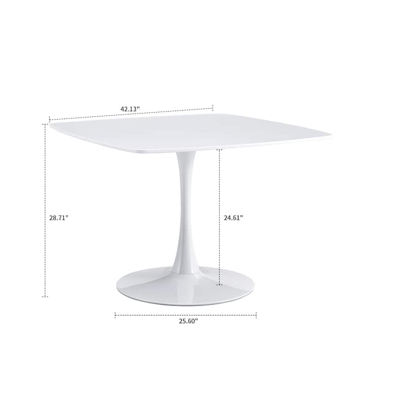 Modern Stylish Square Dining Table with Wooden Top and Metal Legs
