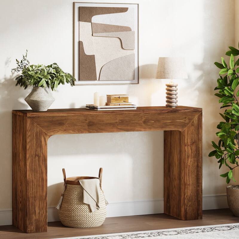 43.3" Solid Wood Console Table with Double Base