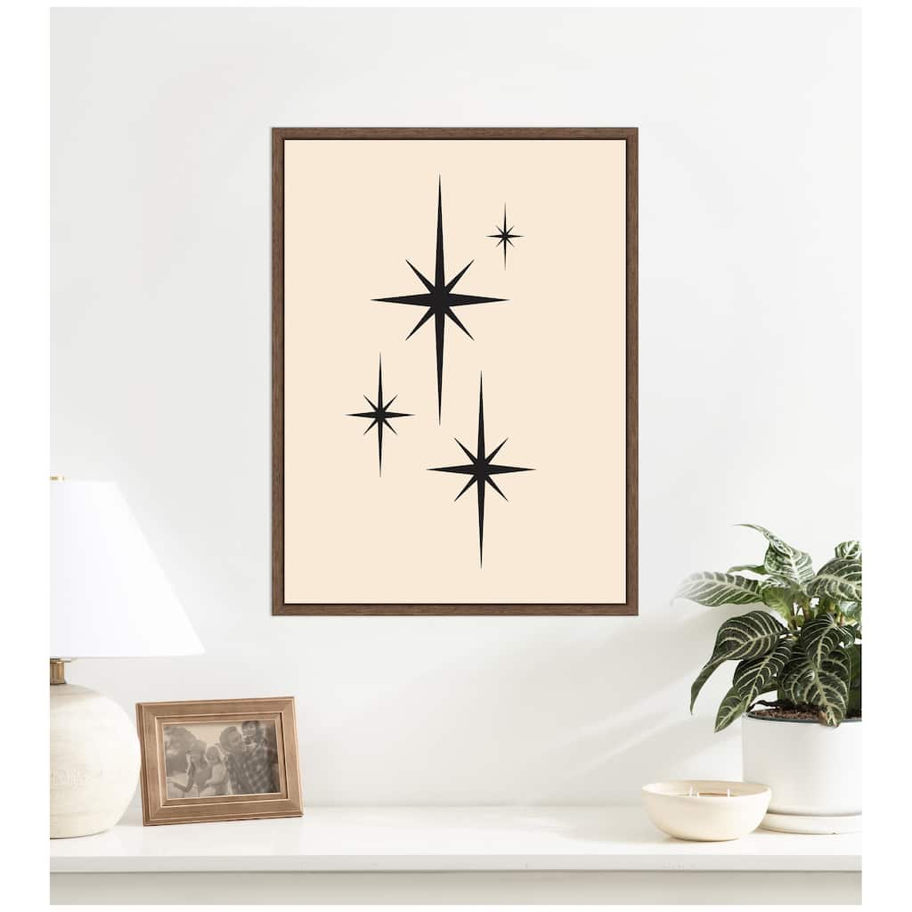 Kate and Laurel Starburst Retro Set Print 1 of 2 Atomic 70s Style MCM Minimalist by Lucky Guava Framed Canvas Wall Art Print
