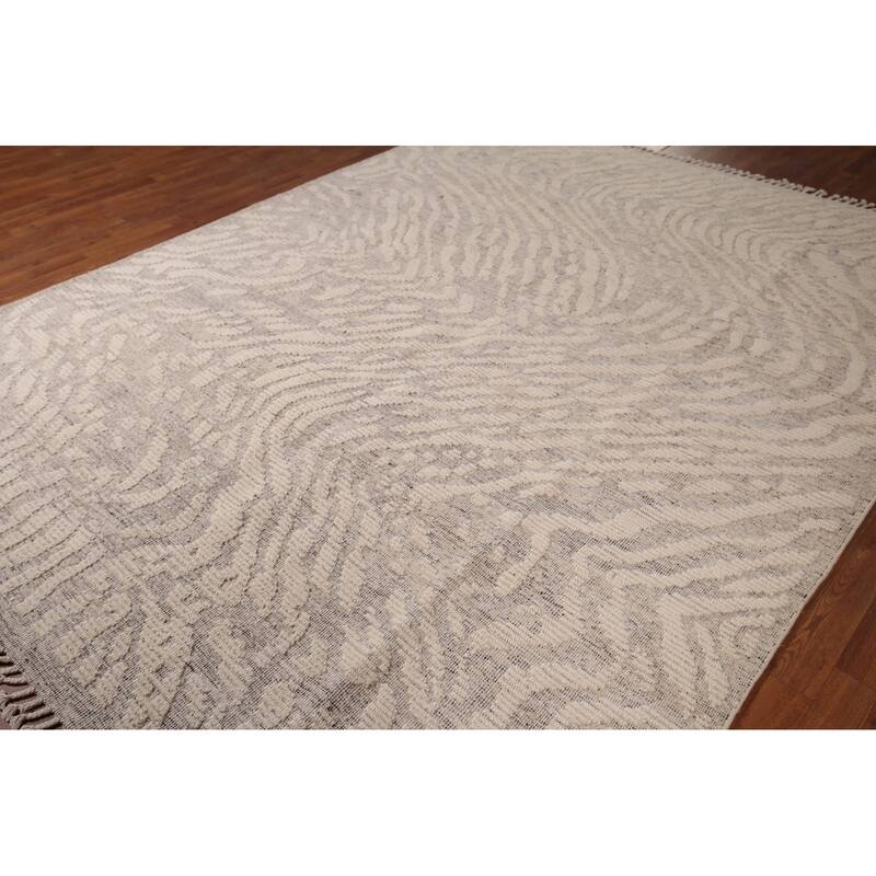 All-Over Moroccan Abstract Area Rug Handmade Wool Carpet - 7'11"x 10'4"