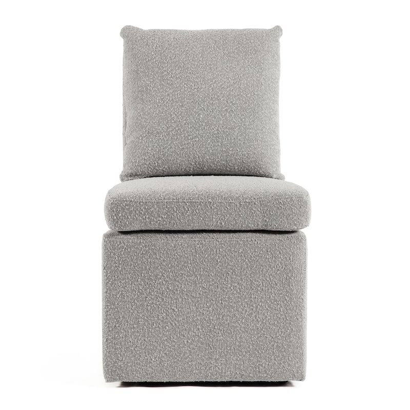 Furniture of America Salantes Modern Boucle Chenille Side Chair with Casters