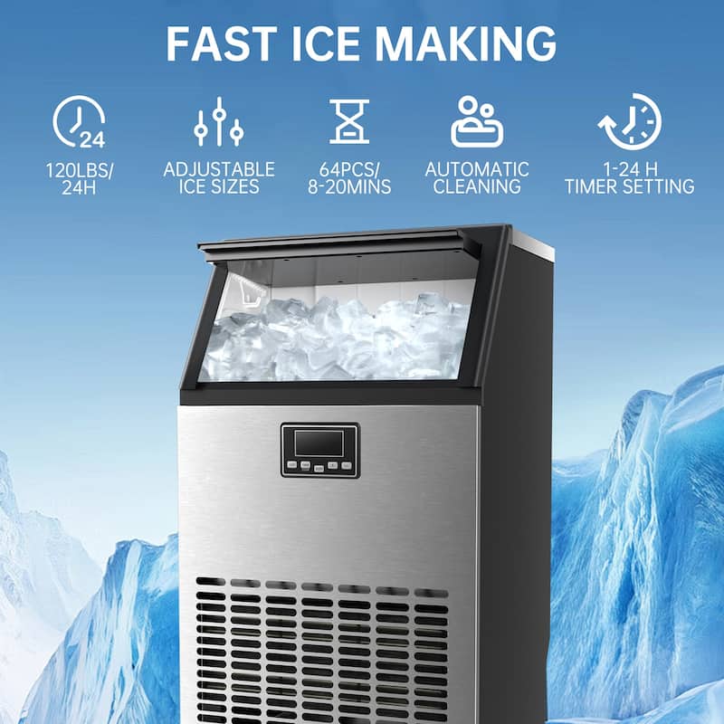 Commercial Crescent Ice Maker,20Lbs/24H,Stainless Steel,Freestanding