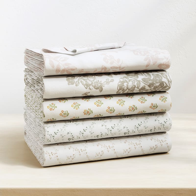 Linery & Co. Ultra-Soft Turkish Cotton Flannel Winter Floral Print Sheet Set