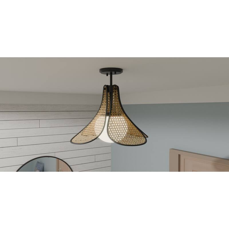 Delilah 1-Light Matte Black Semi-Flush Mount Light