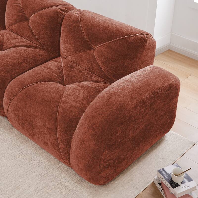 Velvet Tufted Loveseat Sofa Modular Couch, Boneless Deep Seat 2-Seater Couch, Available with/without Ottoman