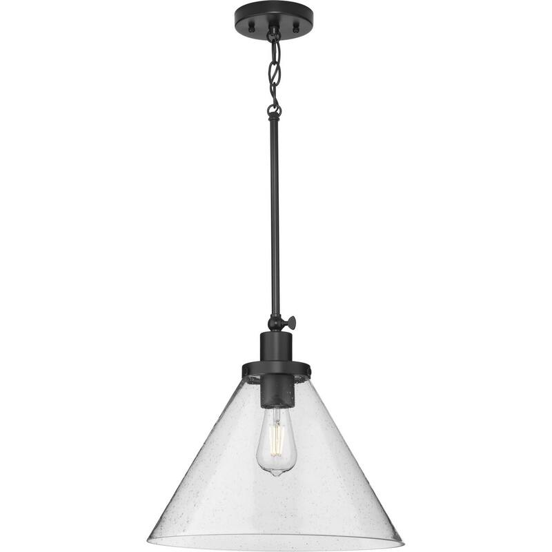 Hinton Collection One-Light Matte Black Modern Farmhouse Pendant - 16 in x 16 in x 14 in