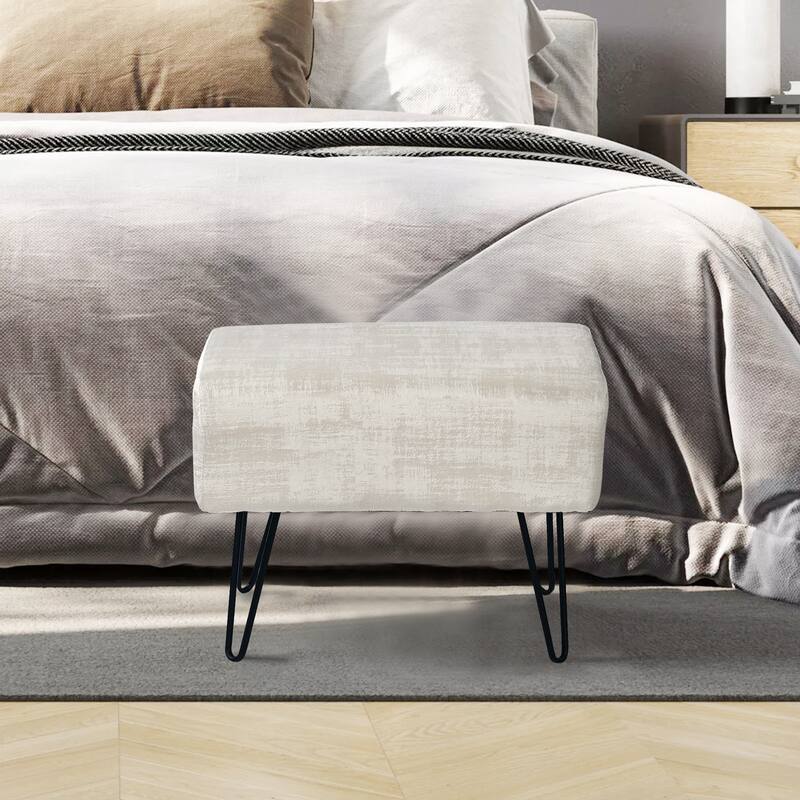 Textured Velvet Ottoman