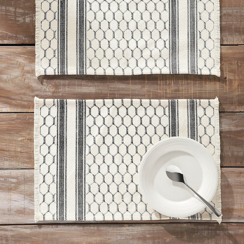 Custom House Burgundy Tan Jacquard Placemat Set of 2 13x19 - Set of 2 - 13x19 - Tan