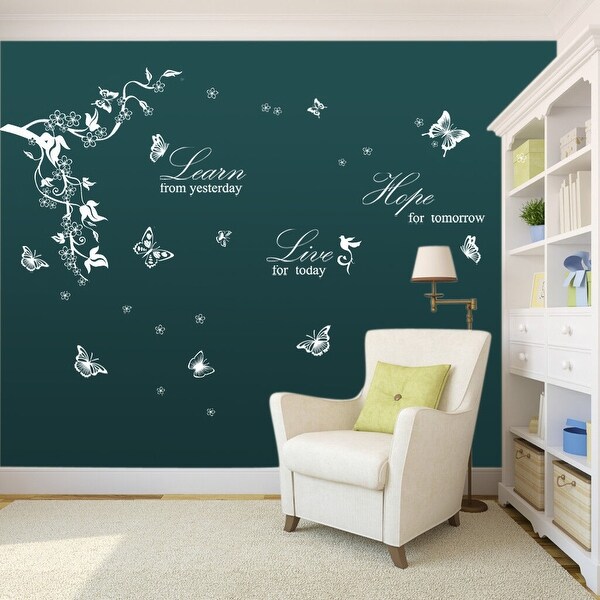 Shop Walplus Butterflies Vine Learn Live Hope Quote Wall ...