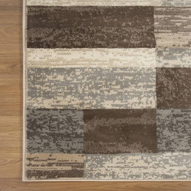 Miranda Haus Geometric Modern Patchwork Polypropylene Indoor Area Rug