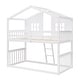 preview thumbnail 5 of 7, House Shaped Kids Furniture Twin Over Twin House Bunk Bed Kids Bed With Ladder Wood Bed, White