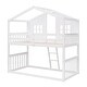 preview thumbnail 5 of 7, Twin Over Twin House Bunk Bed Kids Bed With Ladder Wood Bed, White