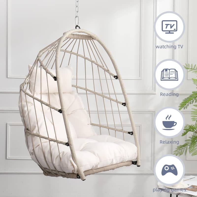 Weaving Egg Hanging Chairs Swing Hanging Basket Chair with Cushion