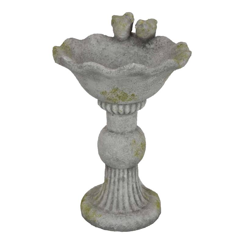 Ivina Bird Bath Feeder, Gray and Green, Cute Decorative, 16 Inch