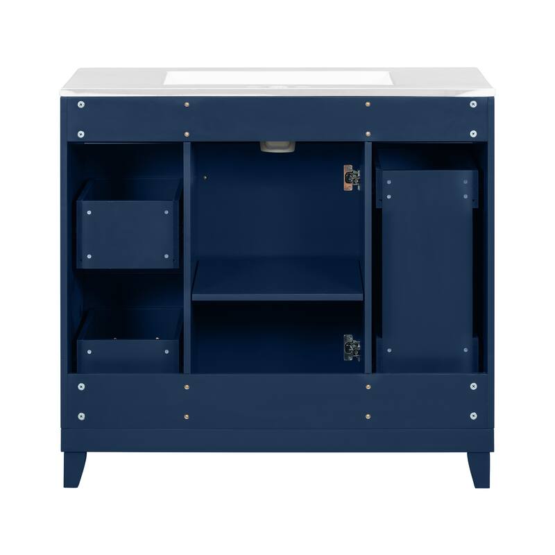 Bathroom Vanity with Sink, Vanity Set with Double-Layer & Standard Drawers, Bathroom Storage Cabinet with Adjustable Shelf