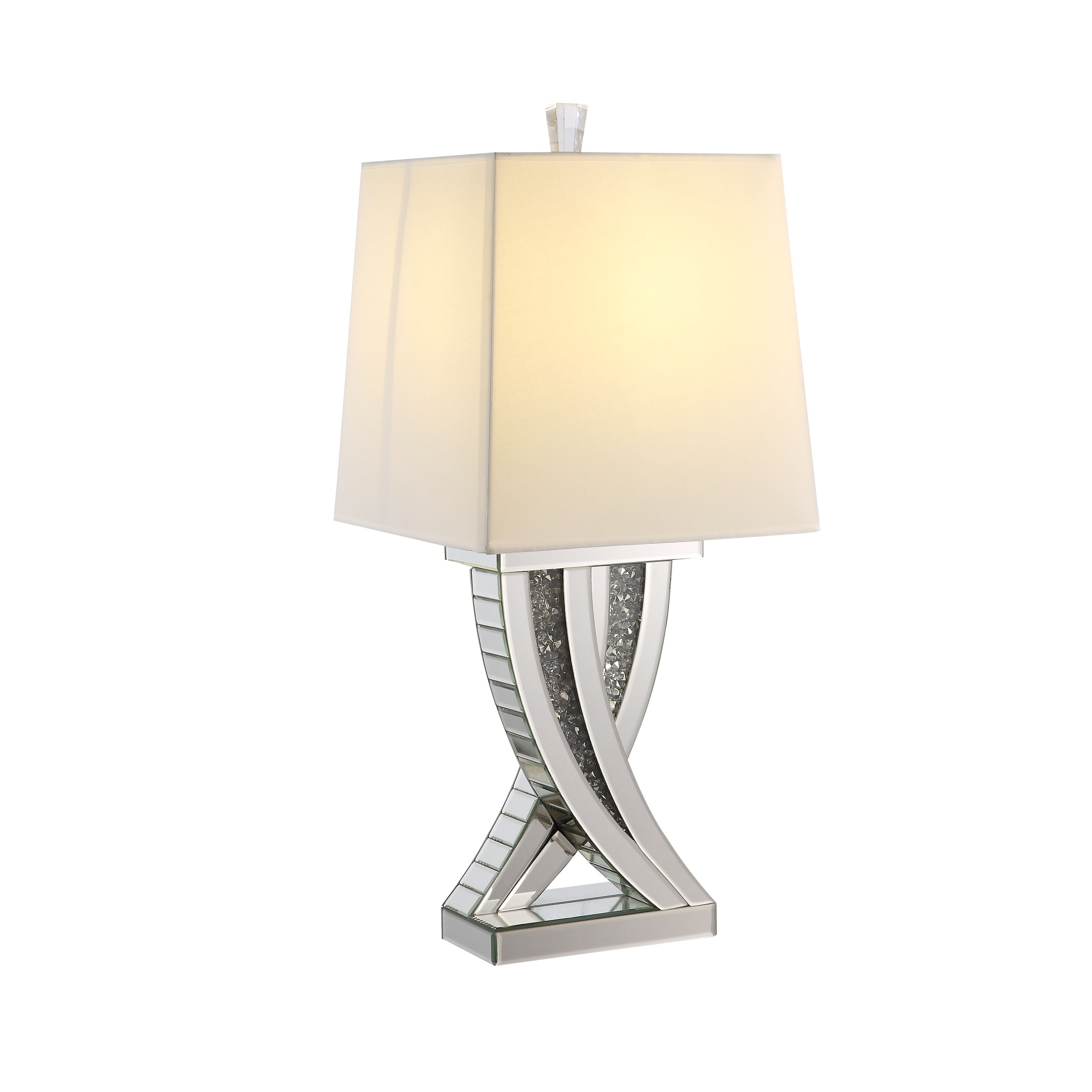 Mirrored Glass Bedside Table Lamps with Fabric Shade Modern Living Room Lamps for End Tables Side Nightstand Lamps for Art Decor Bed Bath Beyond 38330597