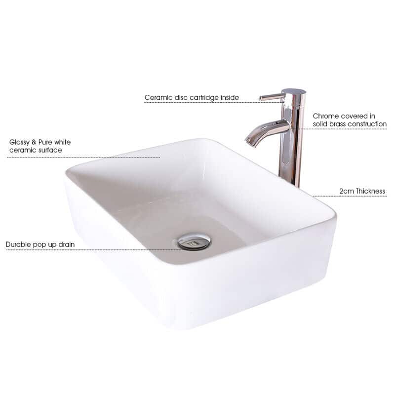 36" Bathroom Vanity Cabinet W/ Sink Faucet Drain Set Top Side Cabinet Combo