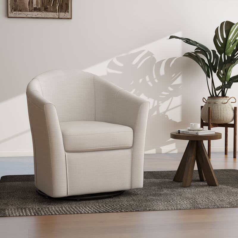Swivel Accent Chair with Metal Base - 30.7"W x 29.9"H x 27.5"D - Beige