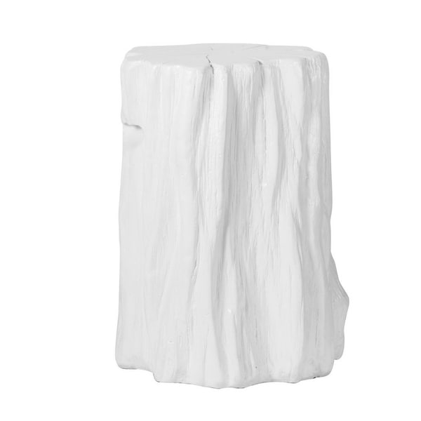 20" White Contemporary Style Modern Chic Tree Trunk Stool - N/A