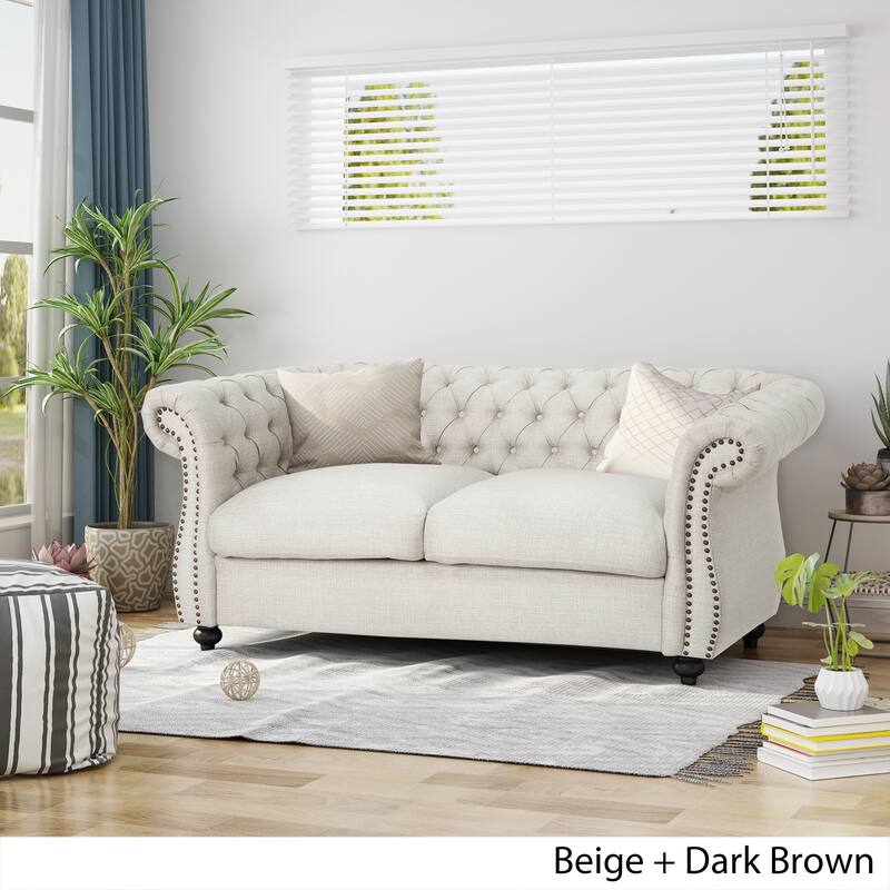 Modern Tufted Fabric Upholstered Sofa by Christopher Knight Home