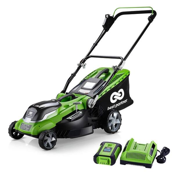 Shop Best Partner 40v Max Lithium Cordless Lawn Mower 16 Inch 4 0ah Battery And Charger Include Overstock 30636971